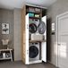 Roomart DORA-I Wasmachine Ombouwkast 70x230 cm met Opzetkast - Wit Eiken