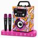 Merkloos Karaokeset kinderen - Karaoke speelgoed - Roze - Bluetooth luidspreker met 2 draadloze microfoons