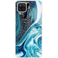 1001 coques Samsung Galaxy M22, Samsung Galaxy M32 Marbre bleu paillete Bedrukt siliconen hoesje