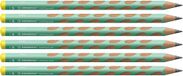 STABILO 321/15-HB-6 ergonomische grafietstift voor linkshandigen - EASY Graph in pastelgroen - 6 stuks - hardheid HB