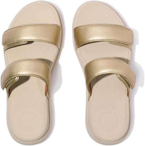 Fitflop F-Mode Go Adjustable Flatform Two-Bar Slides - Platino - Women's Slides - Size 37