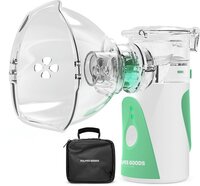 Vulpes Goods HealthCare Aerosoltoestel - Ultrasone Vernevelaar Inhalator - Inhalatieapparaat voor Kinderen, Volwassenen & Baby's - Incl. 3 Mondstukken & Reistas