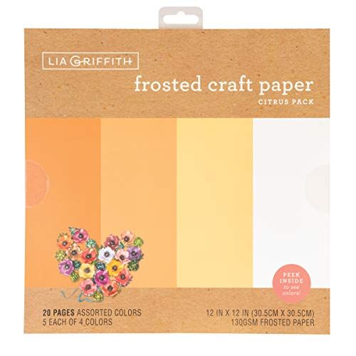 Lia Griffith Frosted Craft Paper, Citrus Color Pack, 12" x 12"