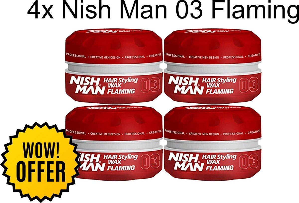 Nish Man Nish Man- Hair Wax- 03 Flaming 4 stuks