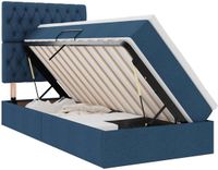 vidaXL LED-opbergbed met matras, Blauw, 100 x 200 cm, Stof