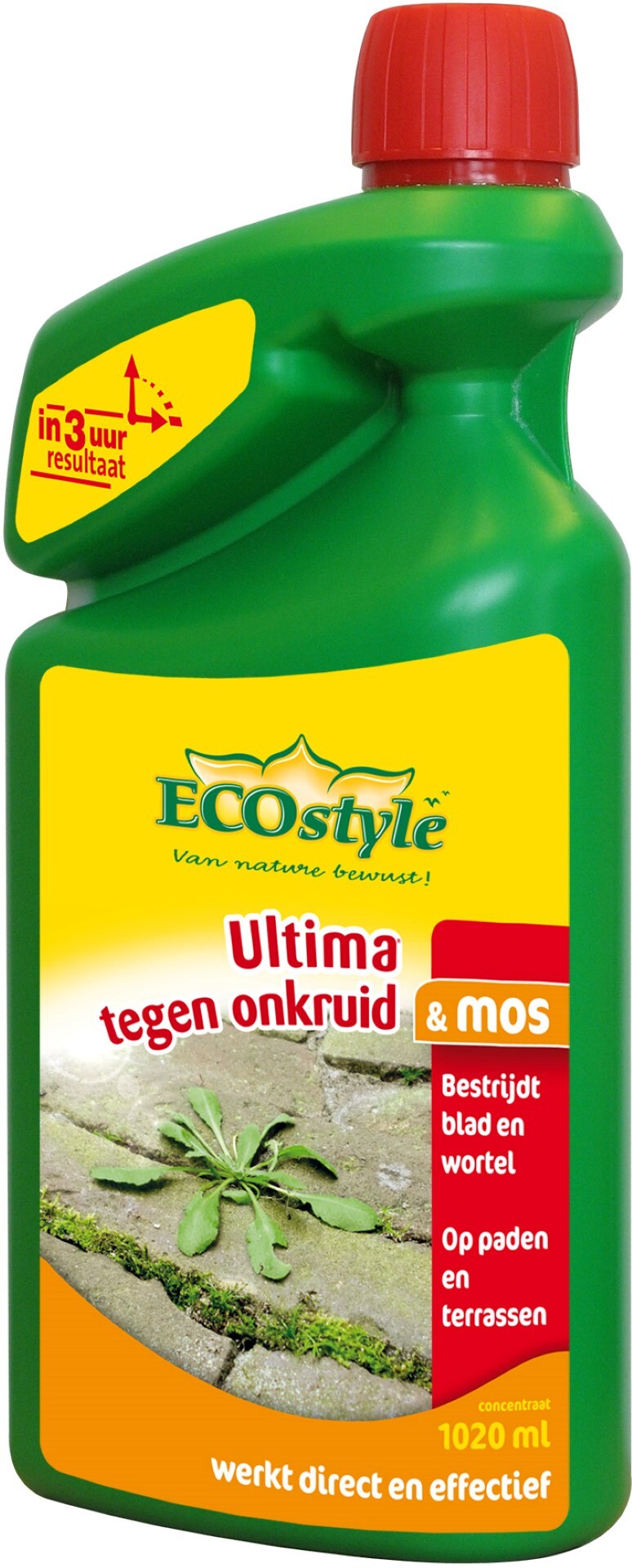 ECOSTYLE Ultima onkruid & mos - bestrijdt wortel en blad - concentraat 1020 ml Tegen onkruid & mos op paden en terassen