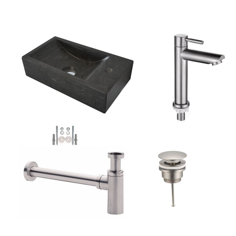 Badkamerplanet Fonteinset Hardstenen Recto Mini 36x18x10 cm - Kraangat Links