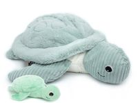 Les Deglingos Knuffel Schildpad Mama en Baby Mintgroen