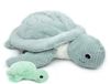 Les Deglingos Knuffel Schildpad Mama en Baby Mintgroen