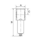 RIEGLER FUM 861-M voorfilter "FUTURA-mini", metalen reservoir, 0,3 µm, BG 0, G 1/4, VA