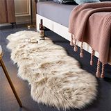EasyJoy Faux Fur High Pile Rug for Bedroom, Floor, Sofa, Living Room (0.6 x 1.8 m, Sheepskin, Beige)