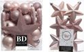 Decoris Kerstversiering kunststof kerstballen en hangers - lichtroze - 5-6-8 cm - 39 stuks - Ster piek 19 cm