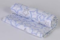 Ti TIN mousseline voor baby's, 100% katoen, extra zacht en absorberend, met hemelsblauw sterrenpatroon, kan als wikkeldeken of laken worden gebruikt, 120 x 120 cm