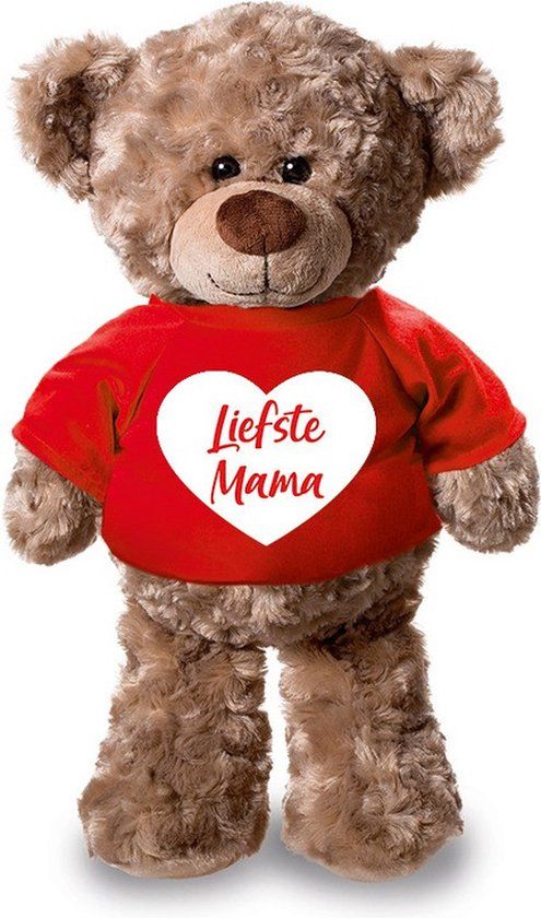 Pluche Teddybeer met Liefste Mama t-shirt - 24 cm - Cadeau