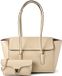 Coccinelle Leren shopper schoudertas Double Beat Grained Leather Handbag Sandshell beige