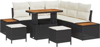 vidaXL - Tuinbank - Set - 2 zitplekken - Zwart - Polyrattan