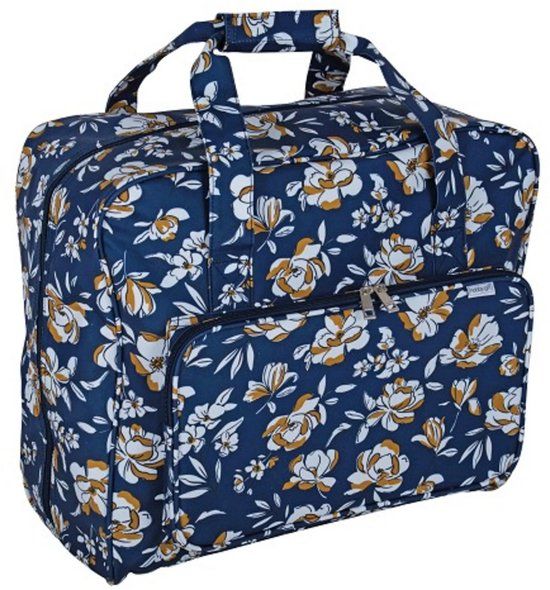 Hobby Gift Sewing machine bag autumn floral blue gold white 100% polyester 20x44x38 cm