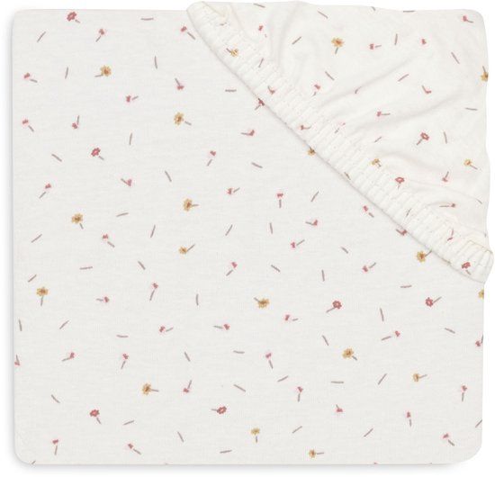 Jollein Hoeslaken Ledikant - 70/75x140/150cm - Jersey - Pretty Picnic - Flower Drops