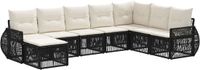 vidaXL - Tuinbank - Set - 8 - st - Zwart - en - Crème - Wit - poly - rattan