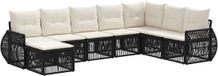 vidaXL - Banc de jardin - Set - 8 - pièces - Noir - et - Crème - Blanc - poly - rotin