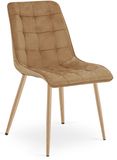 Leobert Fauteuil - Tweedelig - Bruine fluweelstof / Eikenhouten poten
