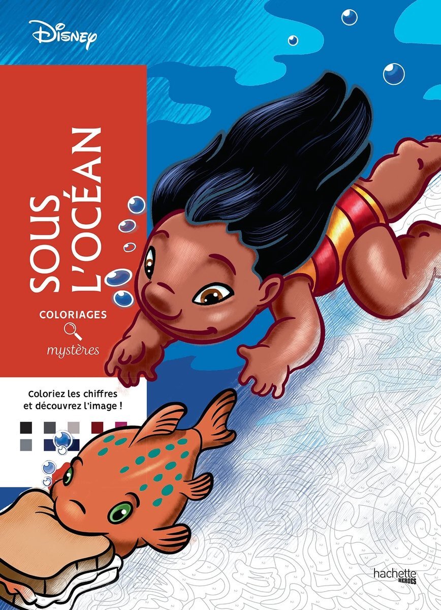 hachette heroes Coloriages mystères Disney Sous L' Ocean - Kleuren op nummer Kleurboek voor volwassenen