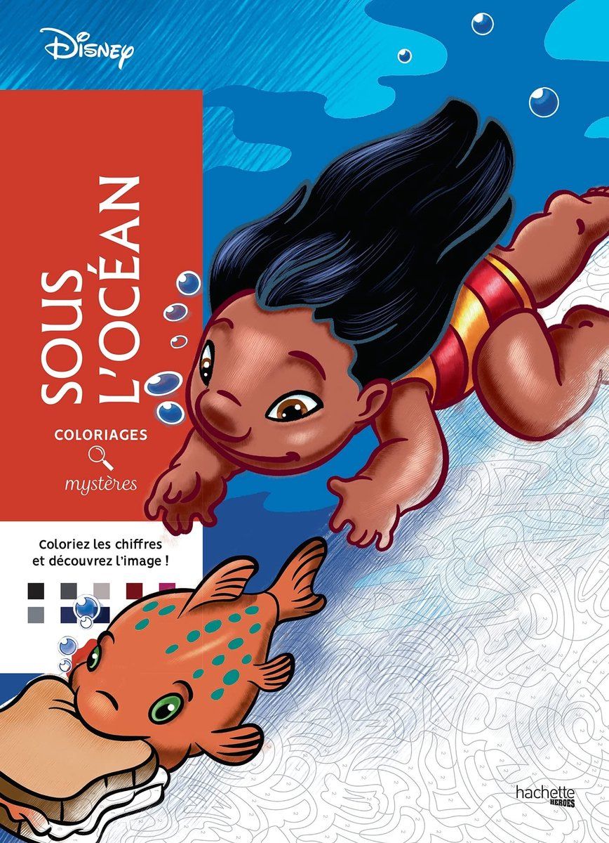 Hachette Heroes Coloriages mystères Disney Sous L' Ocean - Kleuren op nummer Kleurboek voor volwassenen - 9782019461560