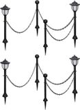 vidaXL Lampes solaires 4 pcs avec clôture et poteaux