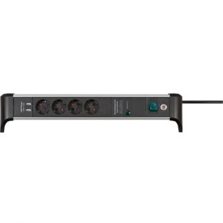Brennenstuhl Stekkerdoos 4-voudig | 1.8 meter (Overspanningsbeveiliging, 2 USB poorten, Aluminium)