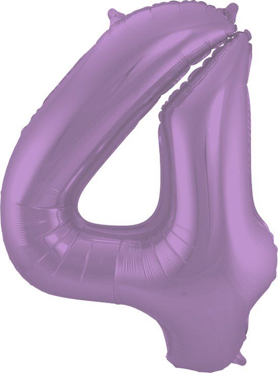 Folat Folieballon Cijfer 4 Paars Metallic Mat - 86 cm