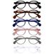 OPULIZE OCA Leesbrillen - 6-Pack - Modern Retro Rond Montuur - Zwart, Bruin, Blauw, Roze, Grijs, Wit - Heren Dames - Veerscharnieren - RRRRRR54-12347W - +1.50