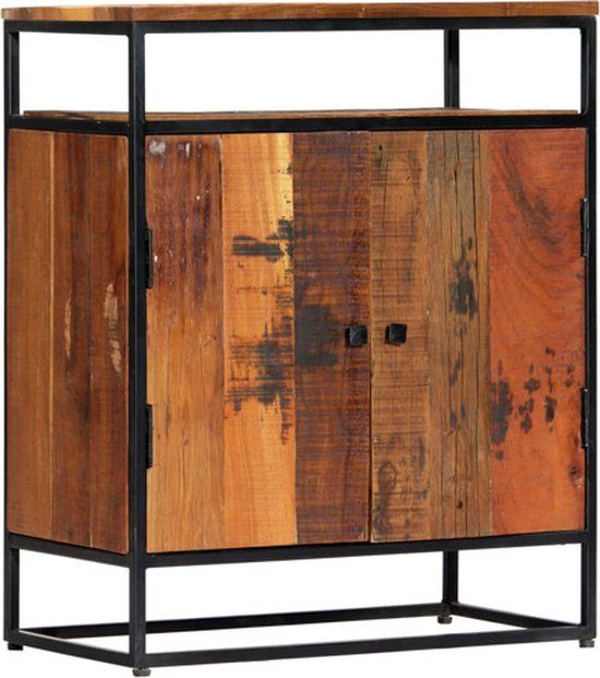 vidaXL Bijzetkast 60x35x76 cm massief gerecycled hout en staal