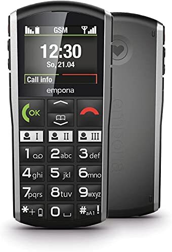 Emporia Simplicity mobiele telefoon, 2 inch kleurendisplay, grote knoppen, SOS-knop, laadstation, M4/T4, compatibel met gehoorapparaten, Bluetooth, zwart (Italië)