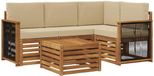 vidaXL Hoekbank 4 zitplaatsen Polyester Natuurlijk en Beige