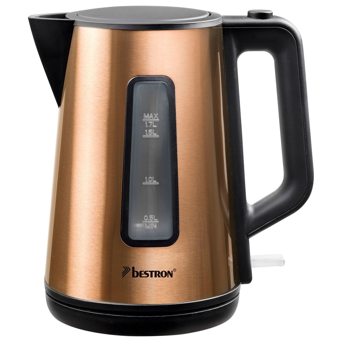 Bestron AWK1000CO Waterkoker - 1.7L - 2200W - Zwart/Koper