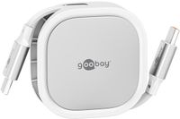 Goobay USB-C uittrekbare kabel | USB2.0 | 15W | wit | 1 meter