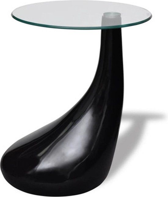 vidaXL Salontafel met rond glazen tafelblad hoogglans zwart