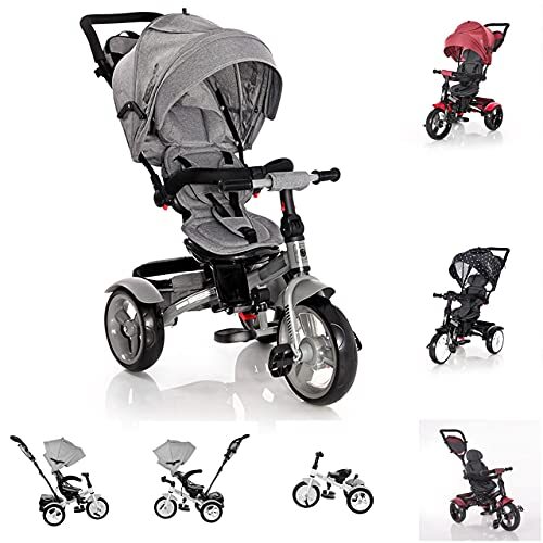 Lorelli Tricycle Neo 4-in-1 Eva-banden, schuifstang, zitting draaibaar, verstelbaar, kleur: donkergrijs