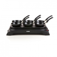 DOMO DO8710W Wokset / Pannenkoekenmaker 2-in-1 - Zwart - 1000W - 6 personen