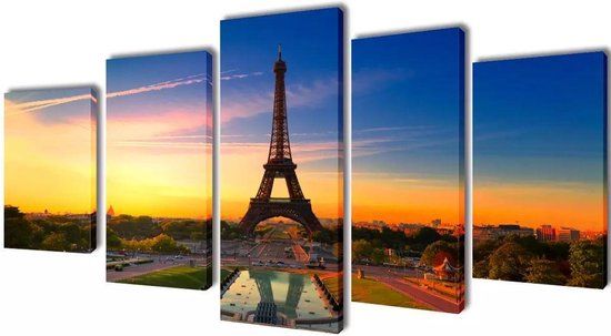 vidaXL Canvas muurdruk set Eiffel toren 200 x 100 cm