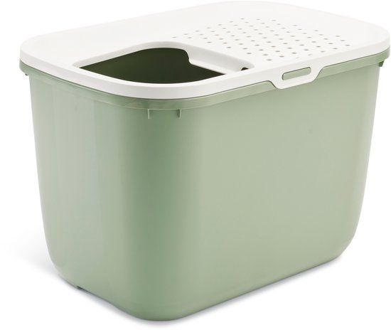 Savic Hop In Kattenbak - Botanical Groen/Wit - 58,5 x 39 x 39,5 cm