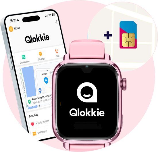 Qlokkie Kiddo Explore - GPS Horloge Kind - Smartwatch Kinderen - GPS Tracker - Roze