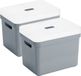 Sunware Opbergboxen met transparante deksel - 2x stuks - blauw/grijs - 18 liter - kunststof - 35 x 25 x 24 cm