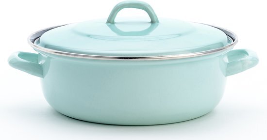 Lite-Body - New age - Emaille - Braadpan 28cm/3l met deksel - Mintgroen