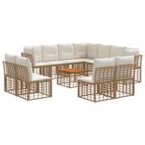 vidaXL Buiten bank set 12 st Natuurlijk en Crème Wit Polyester
