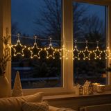 Hi LED Raamverlichting - 8x sterren – lichtsnoer 205 cm - 80 leds - warm wit - met zuignappen - kerstverlichting