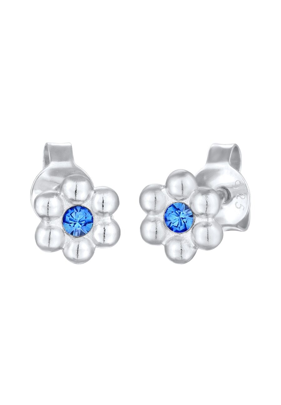 Elli Elli Elli Oorbellen Kinderen Oorsteker Bloem Speels met Blauw Kristal in 925 Sterling Zilver Dames