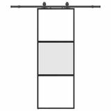 vidaXL Schuifdeur met beslagset 76x205 cm gehard glas zwart