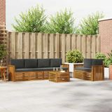 vidaXL - Acacia Hout Bank Loungeset 6 Zitplaatsen Natuurlijk en Antraciet