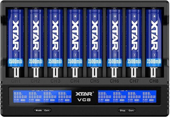 Xtar VC8 - Batterijlader - 8-kanaals - Zwart